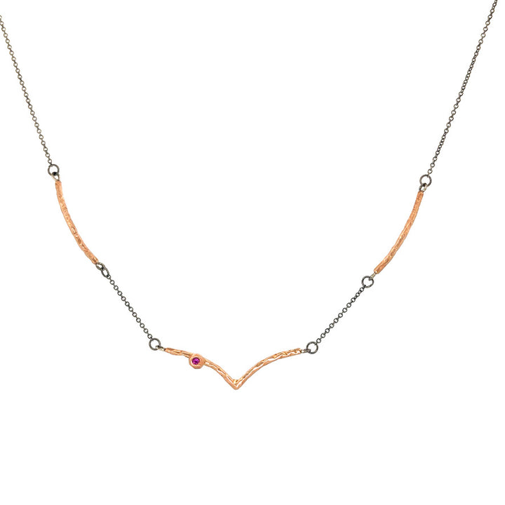 Facet V Stick Necklace - Ruby