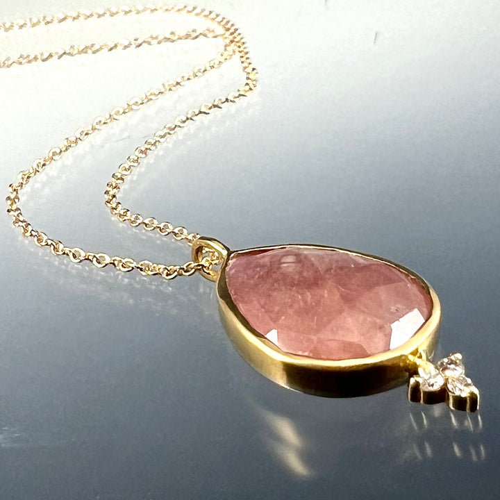 Pink Sapphire and Diamond Rose Cut Pendant