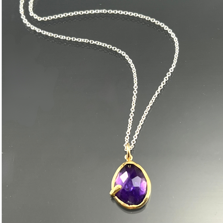 Pebble - Amethyst Rose Cut Pendant