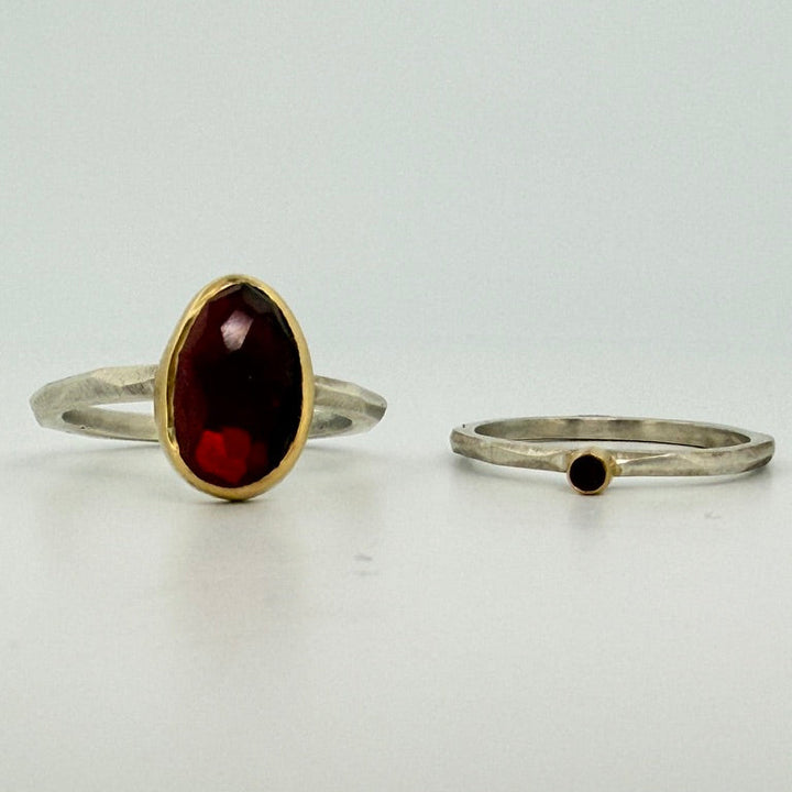 Garnet Chiseled Ring Stack