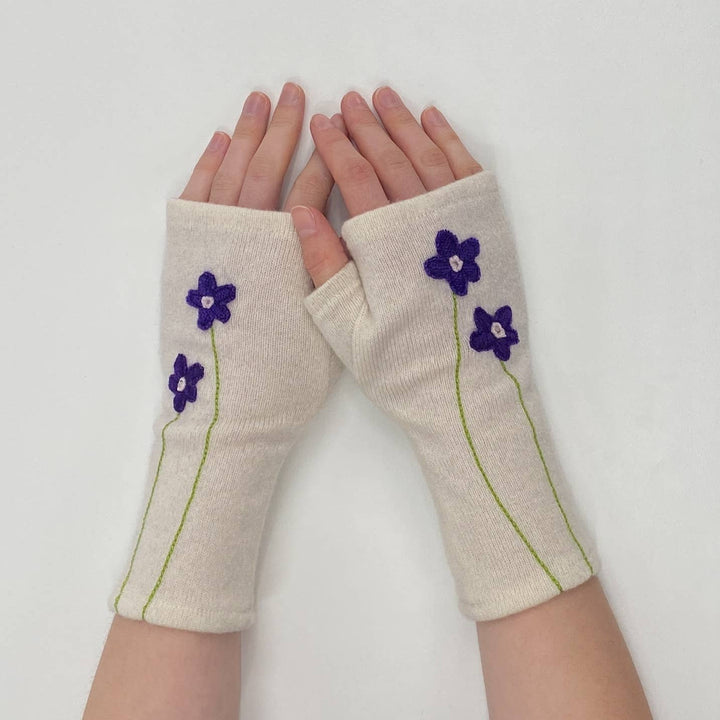 Fingerless Cashmere Gloves-Wildflower