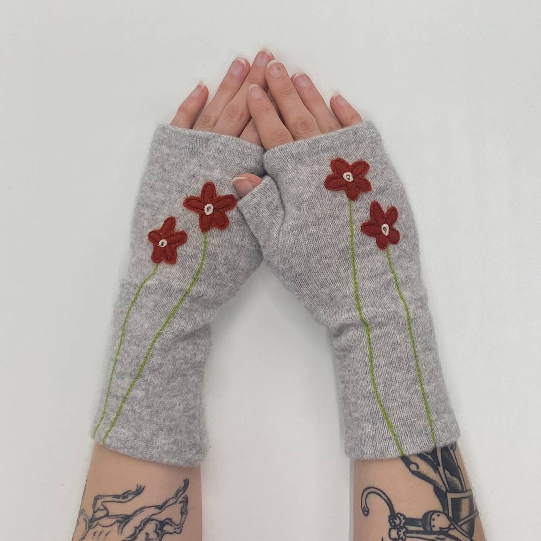 Fingerless Cashmere Gloves-Wildflower