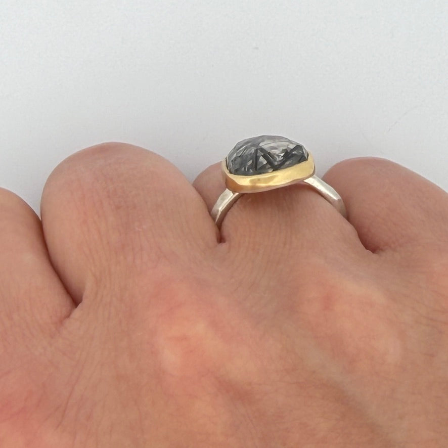 Tourmalinated Quartz Chiseled Ring