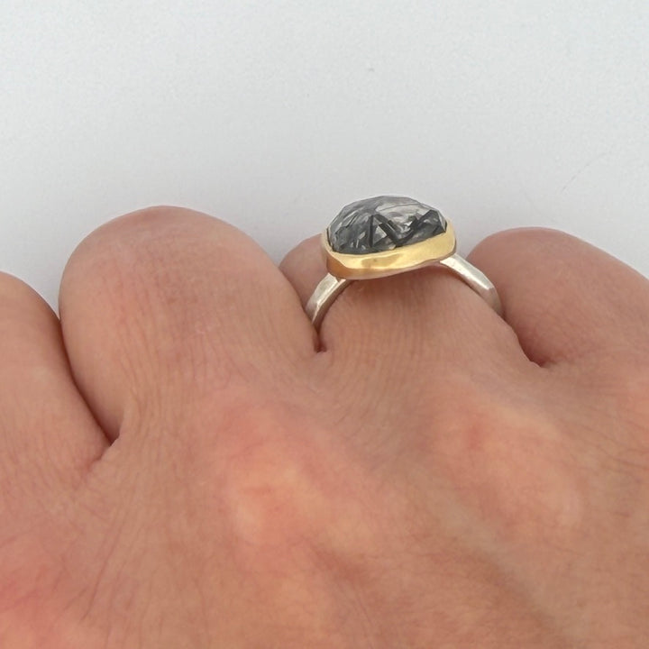 Tourmalinated Quartz Chiseled Ring