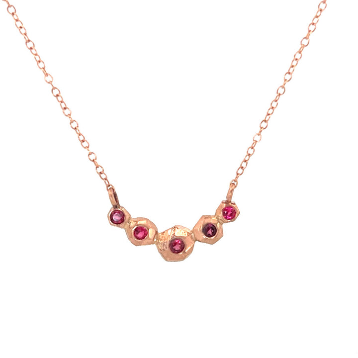 Multiple Faceted Nugget Necklace -  Red Spinel