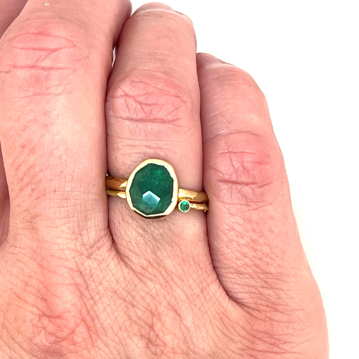 Emerald Chiseled Ring Stack