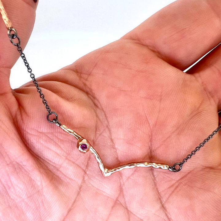 Facet V Stick Necklace - Ruby