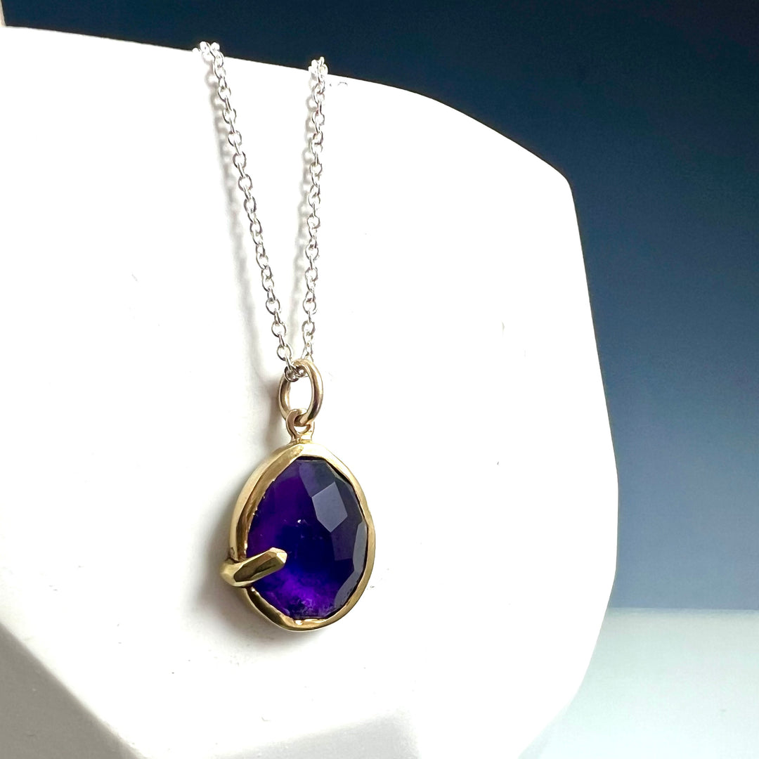 Pebble - Amethyst Rose Cut Pendant