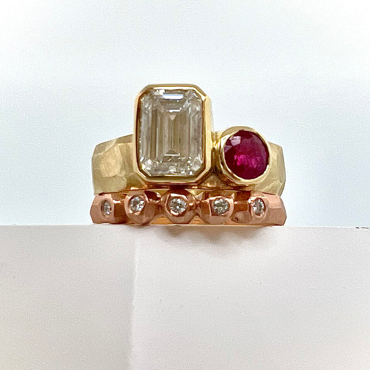 Toi et Moi Chiseled Ring - Diamond & Ruby
