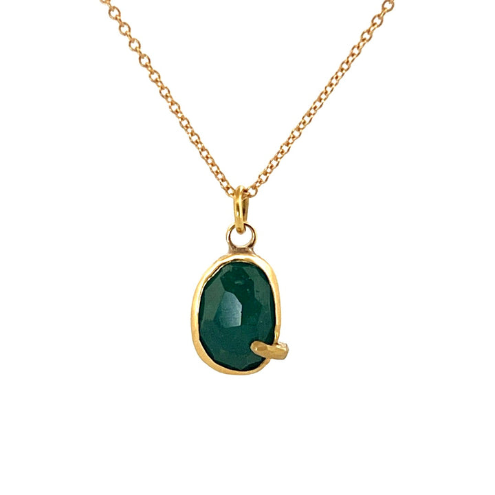 Pebble - 18k gold Emerald Rose Cut Pendant
