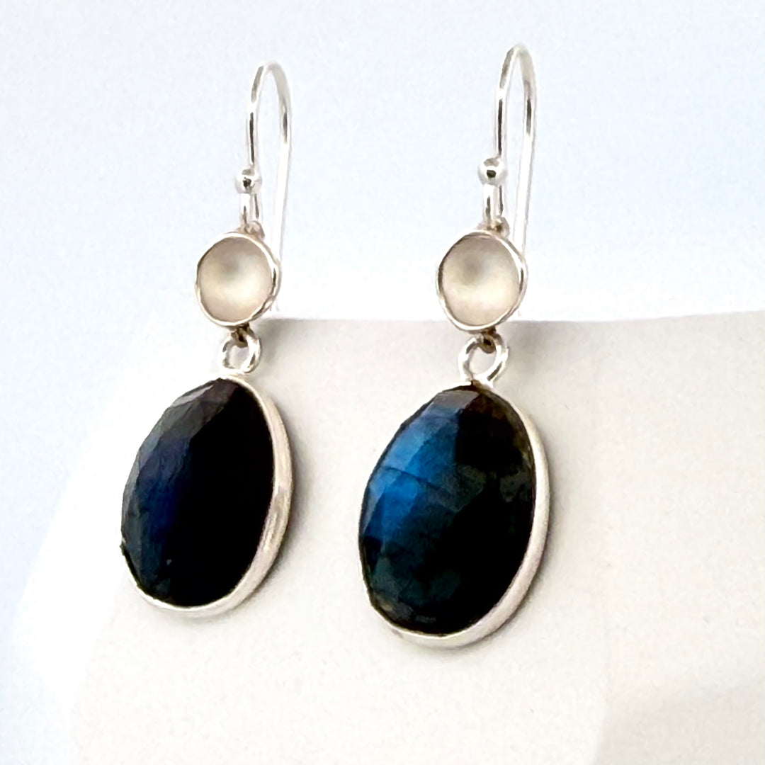 Pod with Bezeled Labradorite Earrings
