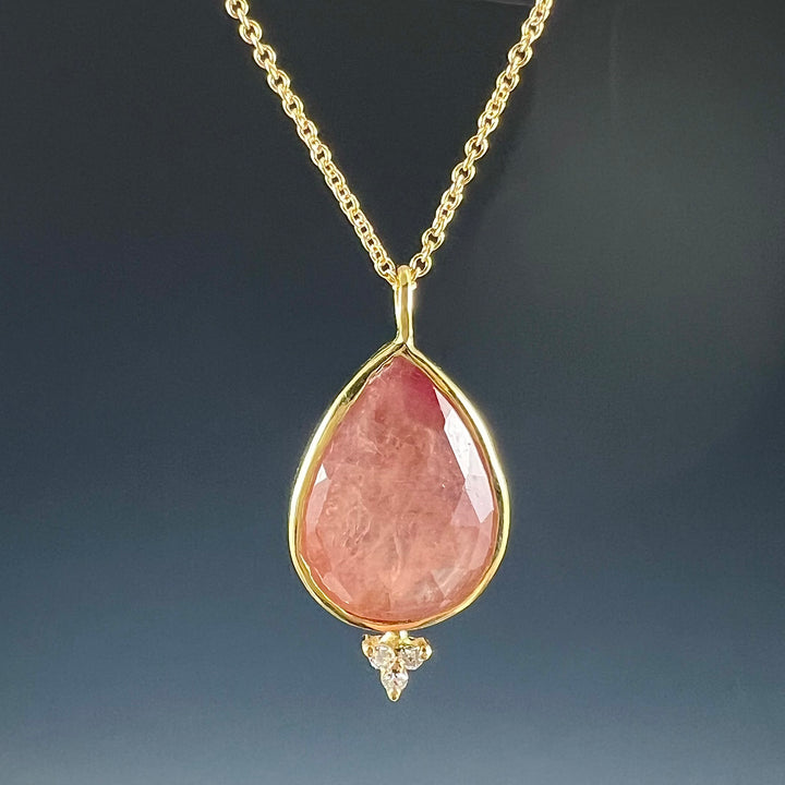 Pink Sapphire and Diamond Rose Cut Pendant