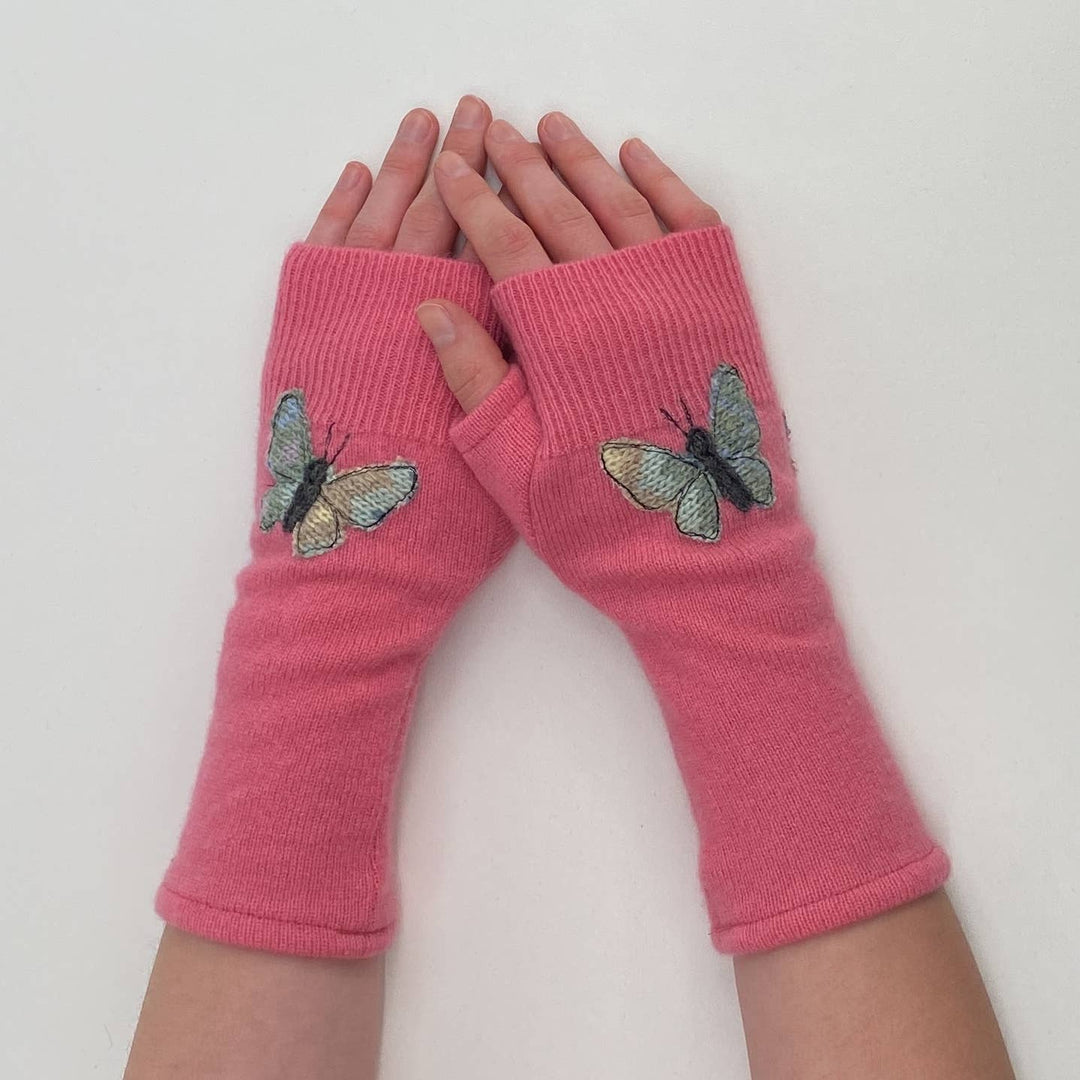 Fingerless Cashmere Gloves-Butterfly