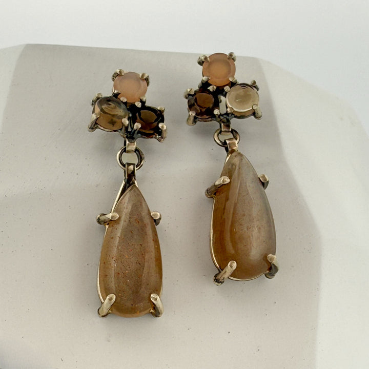 Peach Moonstone Dangle Earrings