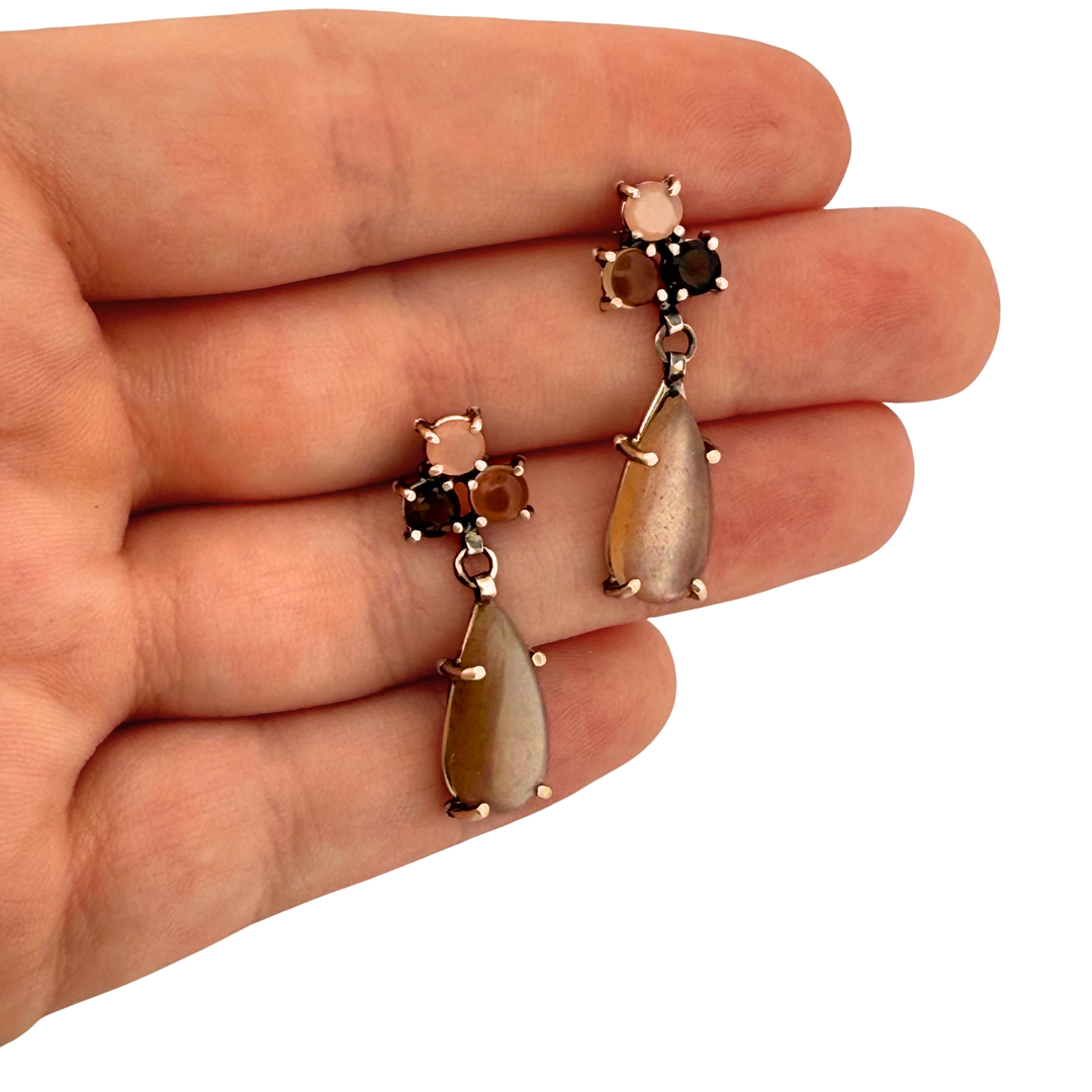 Peach Moonstone Dangle Earrings