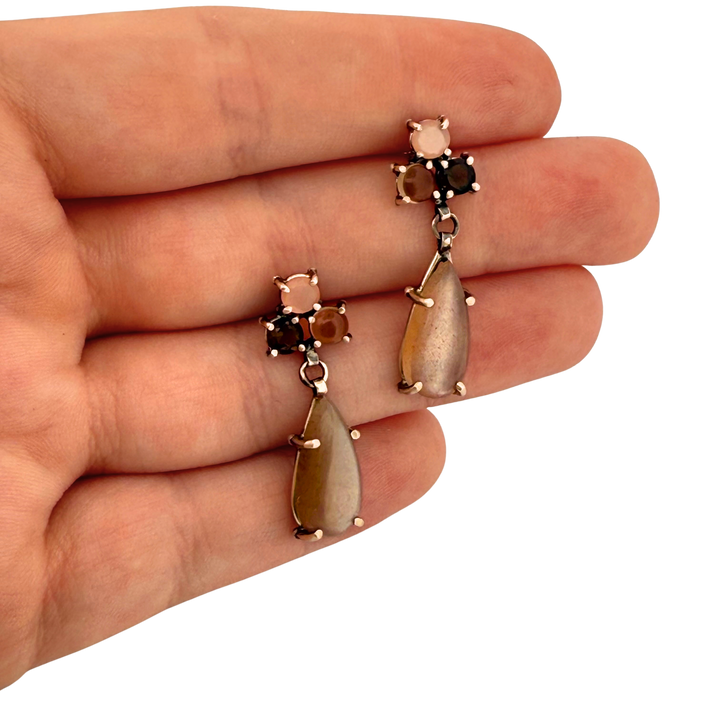 Peach Moonstone Dangle Earrings