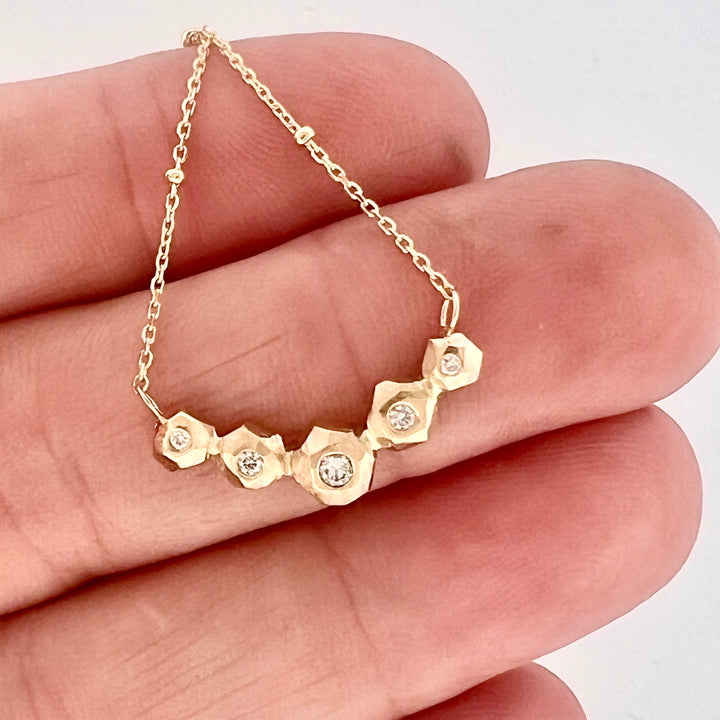 Multiple Faceted Nugget Necklace - Diamond