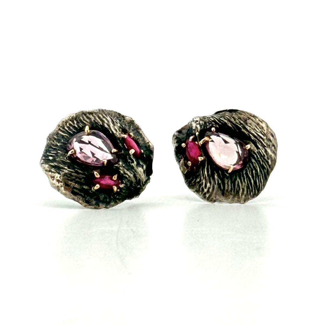 Sapphire and Ruby Petal Studs