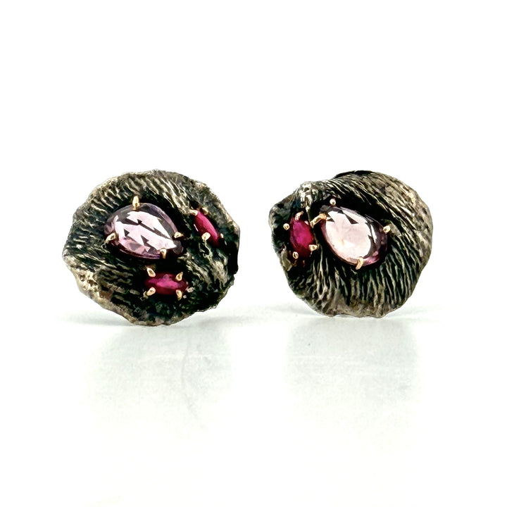 Sapphire and Ruby Petal Studs