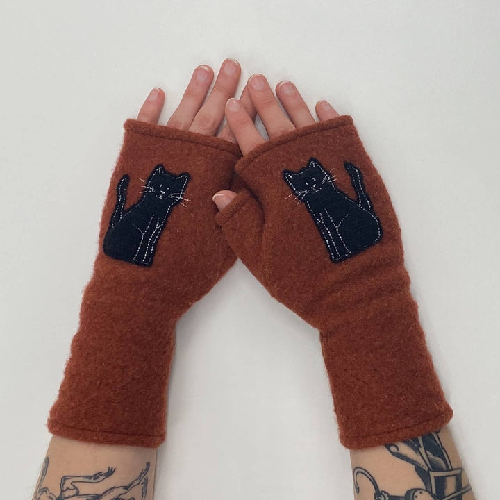 Fingerless Cashmere Gloves-Cat