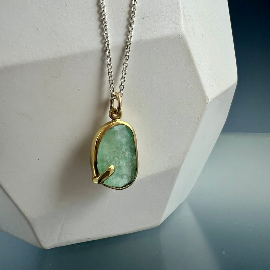 Pebble - Celadon Beryl Rose Cut Pendant