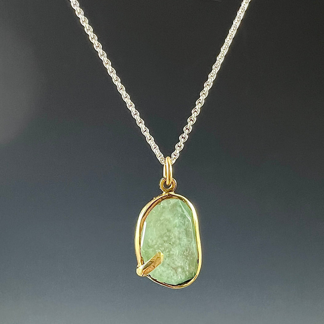 Pebble - Celadon Beryl Rose Cut Pendant