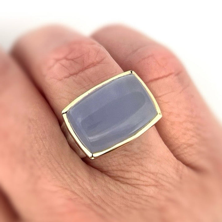 Chalcedony Rectangle Ridge Ring