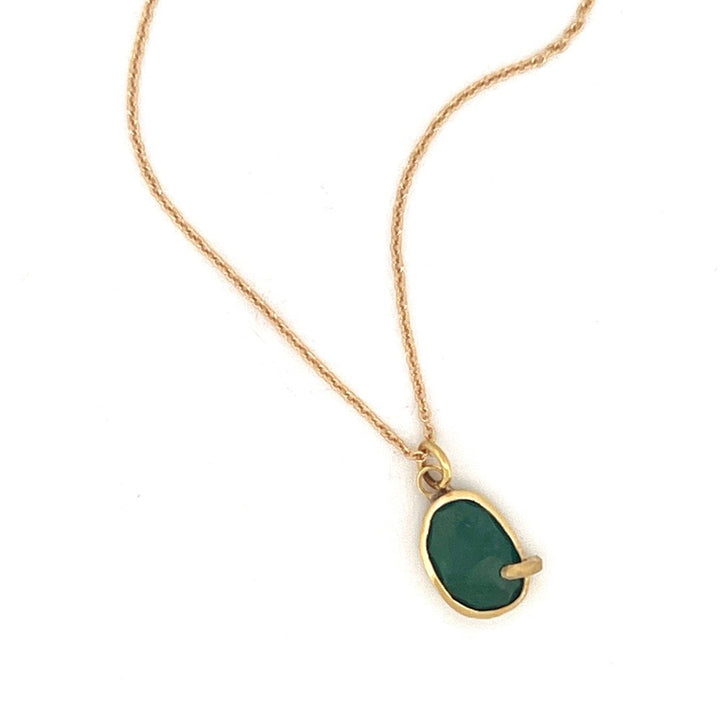 Pebble - 18k gold Emerald Rose Cut Pendant