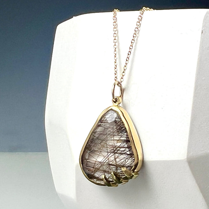 Rutile Quartz Rose Cut Pendant