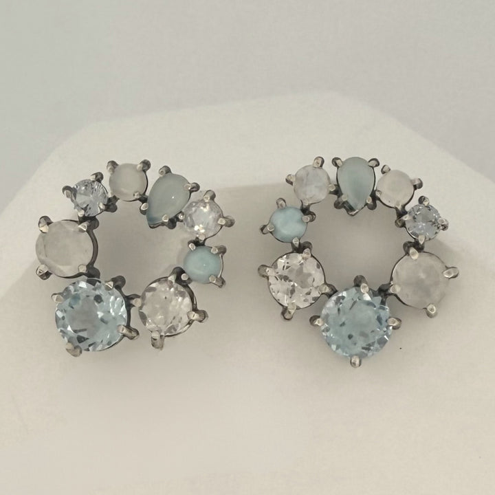 Blue & White Circle Studs