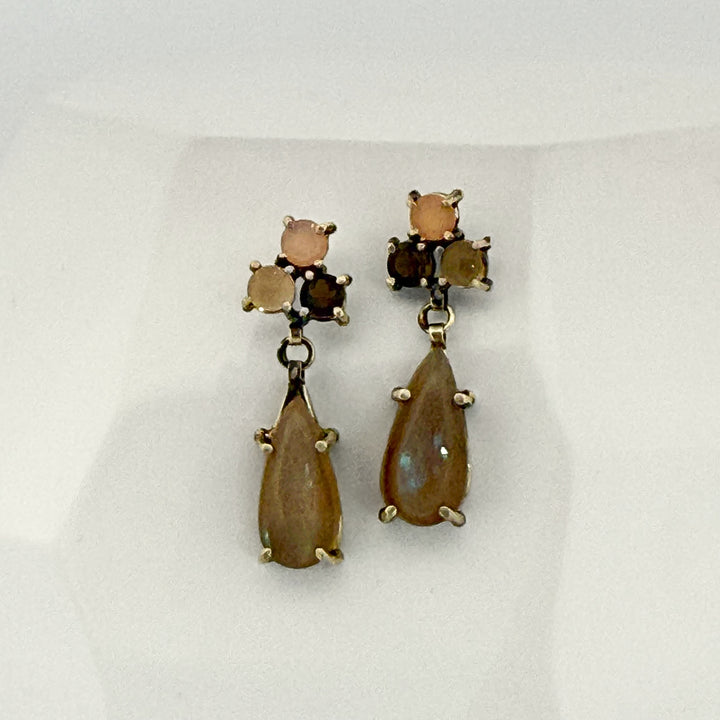 Peach Moonstone Dangle Earrings