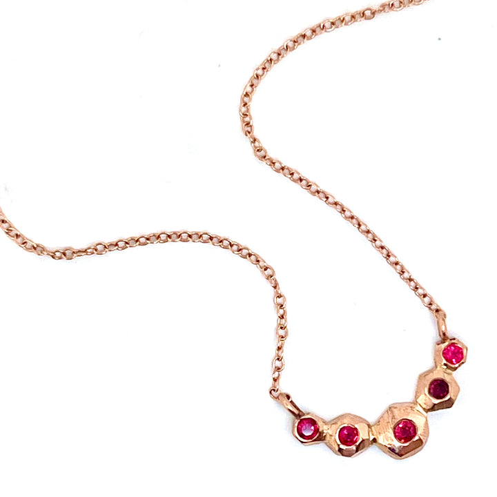 Multiple Faceted Nugget Necklace -  Red Spinel