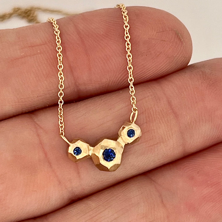 Multiple Faceted Nugget Necklace - Blue Sapphire