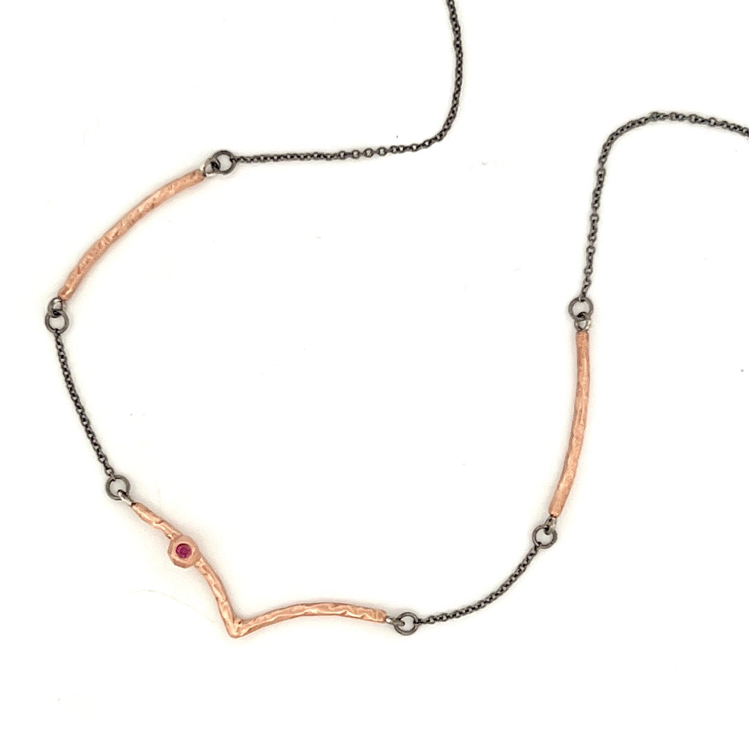 Facet V Stick Necklace - Ruby
