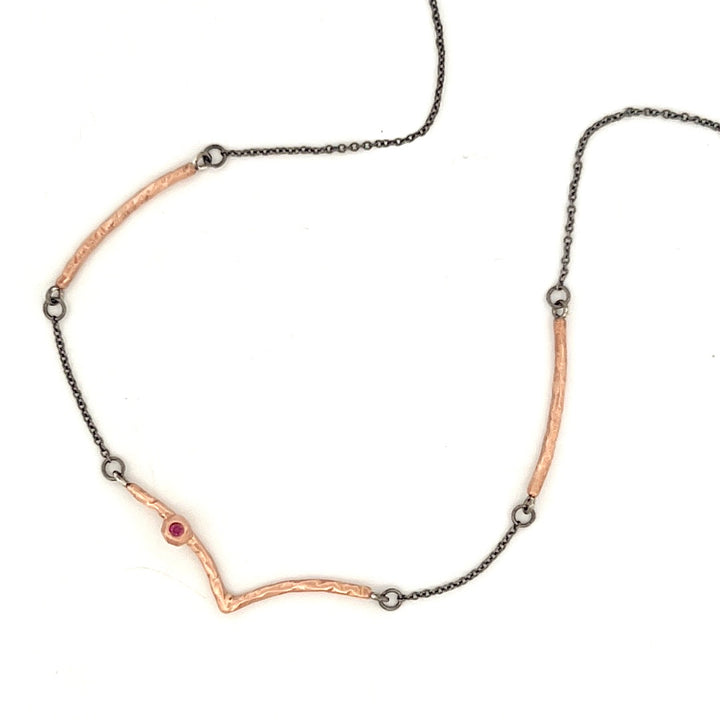 Facet V Stick Necklace - Ruby