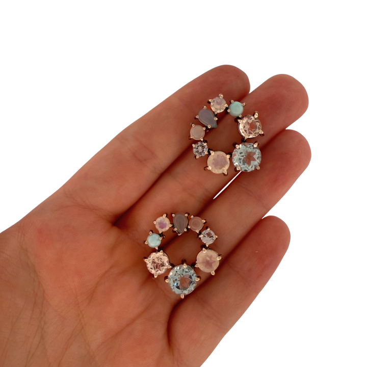 Blue & White Circle Studs