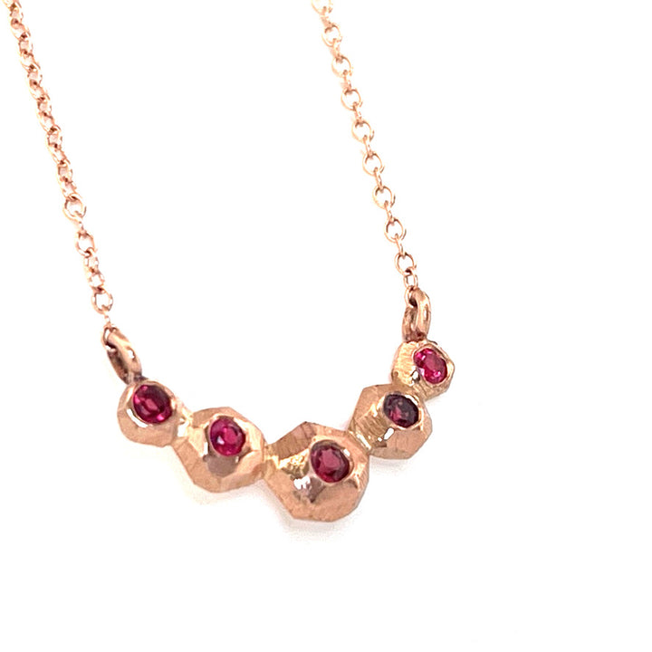 Multiple Faceted Nugget Necklace -  Red Spinel