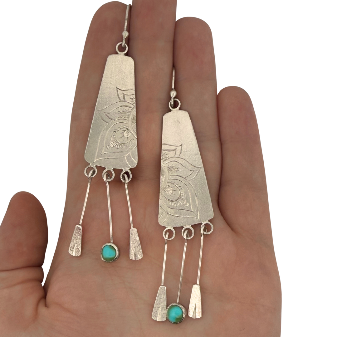 Henna Flower with Turquoise Earrings