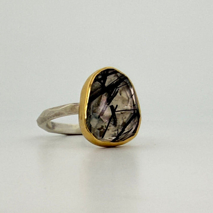Tourmalinated Quartz Chiseled Ring