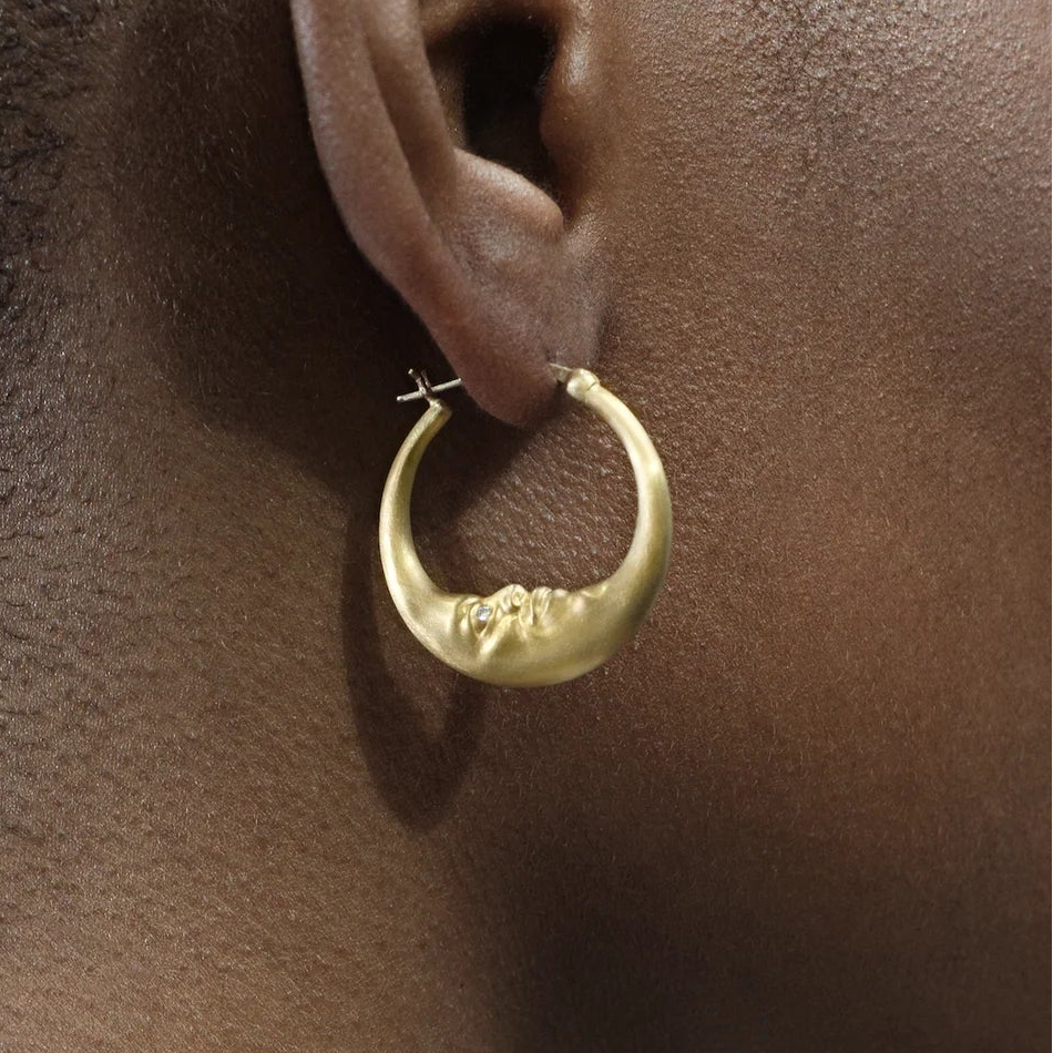 Medium Crescent Moon Hoop Earrings