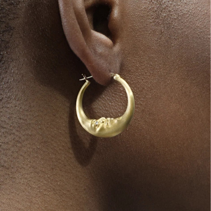 Medium Crescent Moon Hoop Earrings