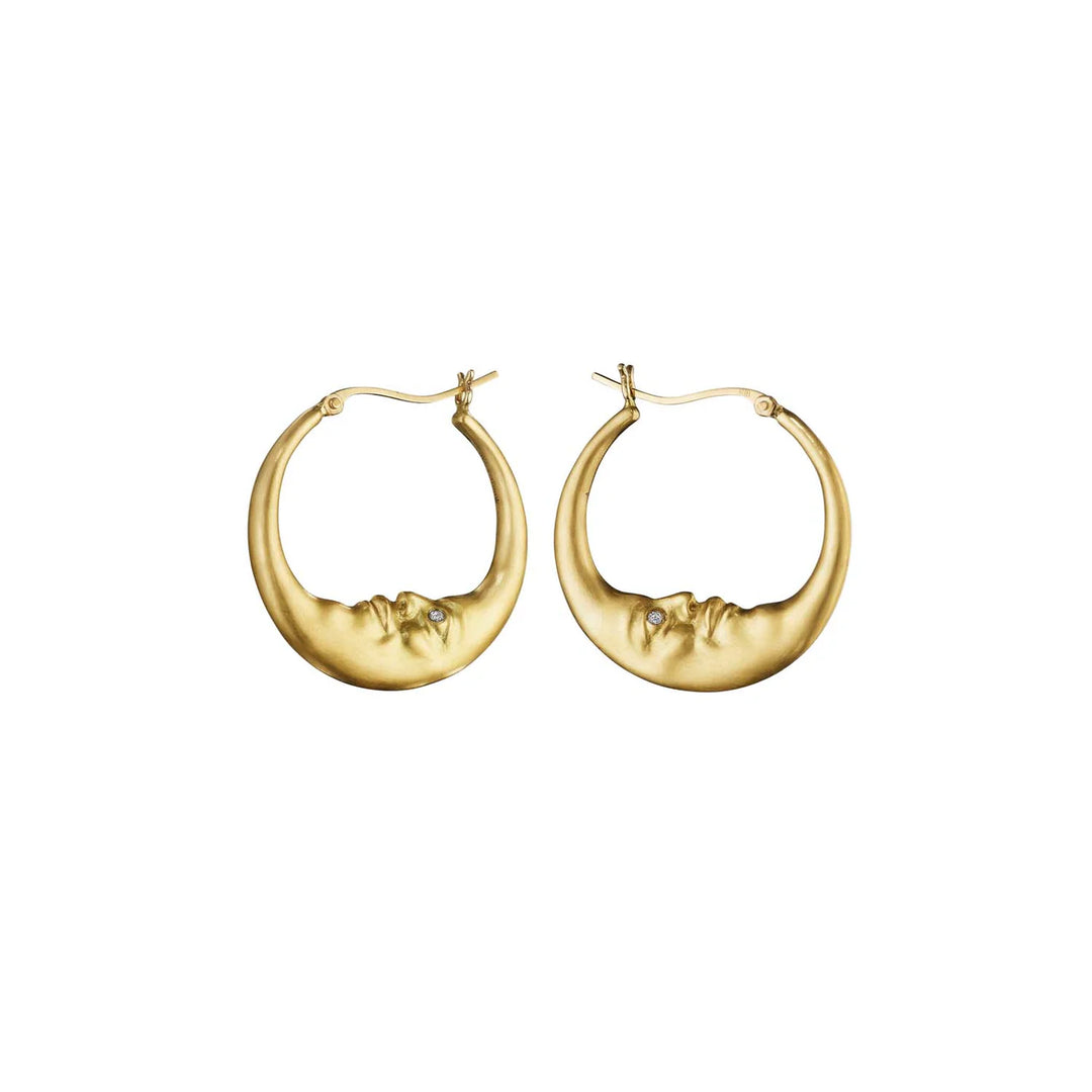 Medium Crescent Moon Hoop Earrings