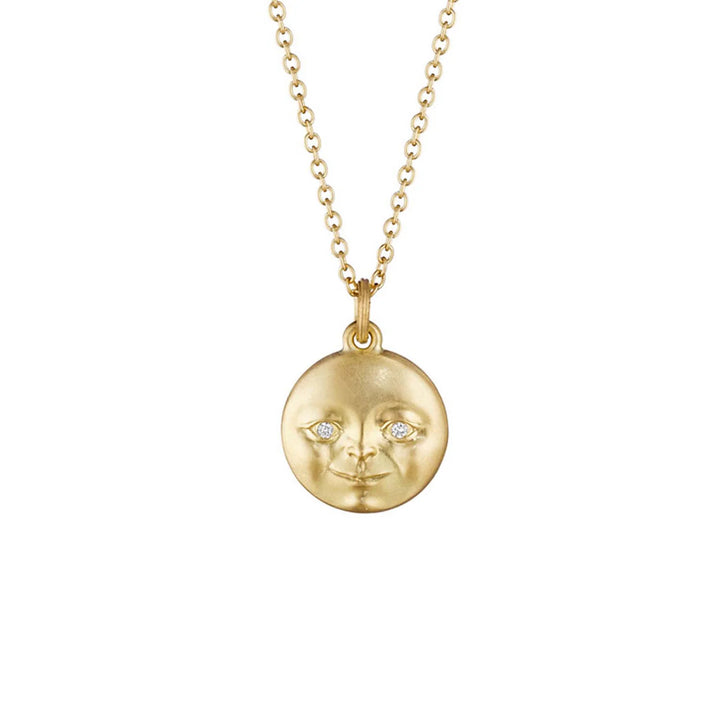 Small Moonface Pendant with Diamond Eyes