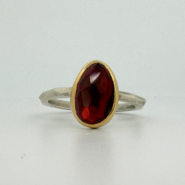 Garnet Chiseled Ring Stack