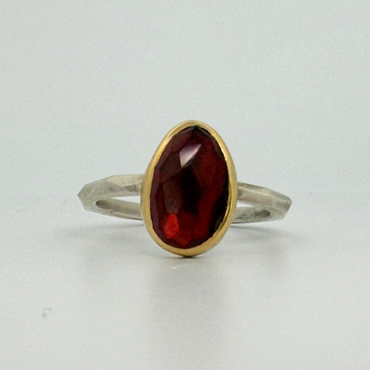 Garnet Chiseled Ring Stack