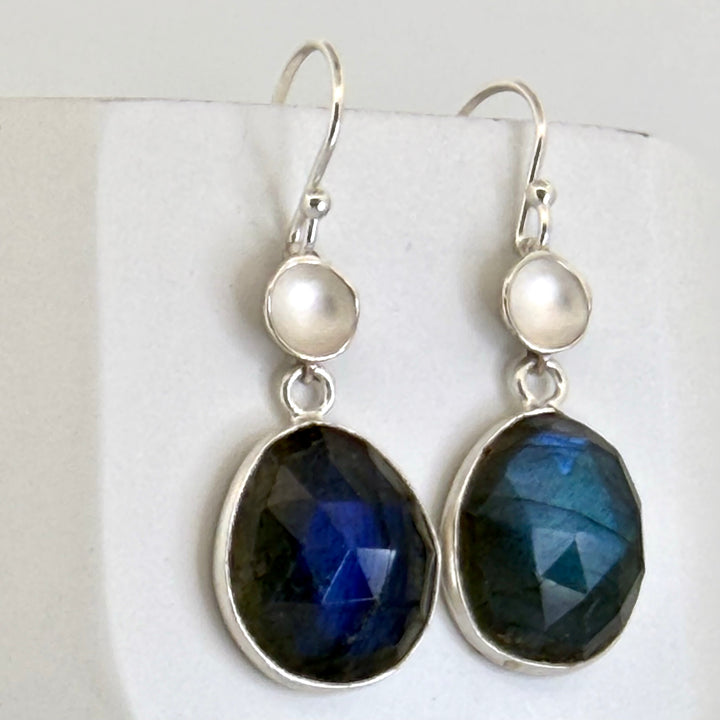 Pod with Bezeled Labradorite Earrings