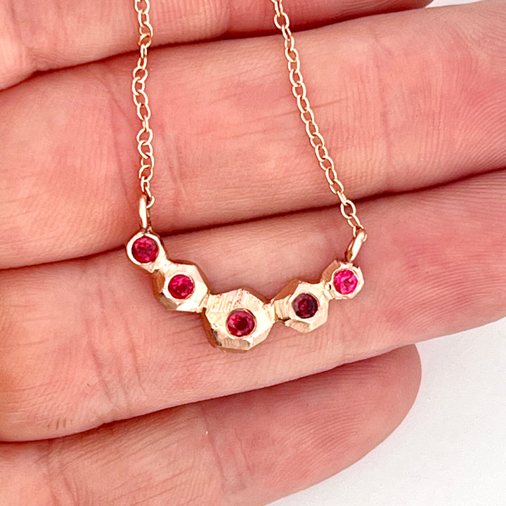 Multiple Faceted Nugget Necklace -  Red Spinel