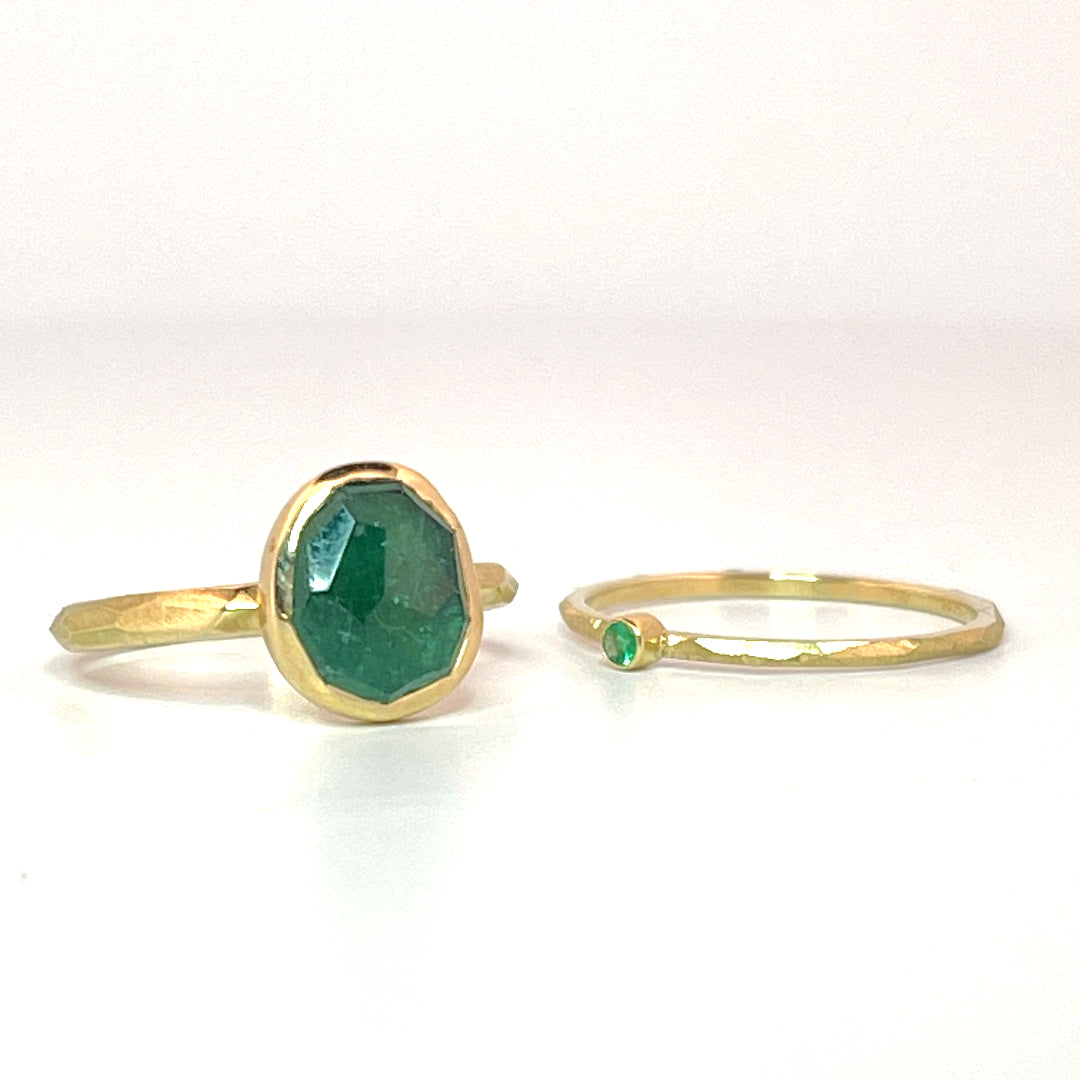 Emerald Chiseled Ring Stack