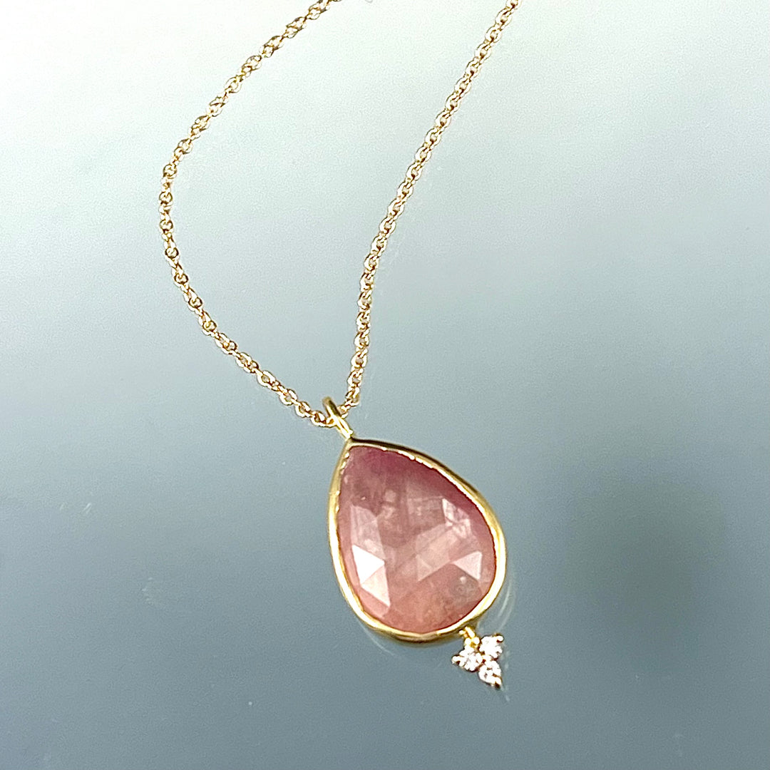 Pink Sapphire and Diamond Rose Cut Pendant