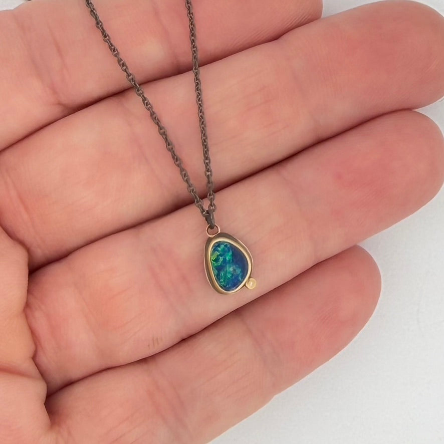 Australian Opal necklace with a Diamond